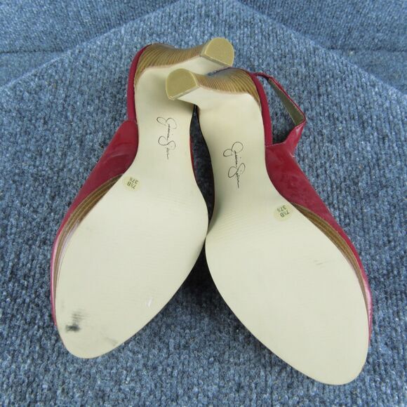 Jessica Simpson Aimee Women Slingback Heel Shoes Size 7.5 Red Patent Leather - Picture 7 of 9